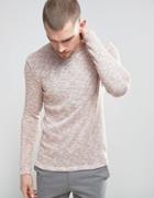 Selected Homme Knitted Sweater With Melange Detail - Pink