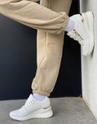 Aldo Adwiwia Zip Detail Sneakers In White/gold