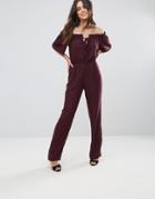Oh My Love Gathered Off The Shoulder Jumpsuit - Red