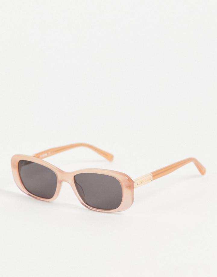 Moschino Mini Rectangle Lens Sunglasses In Peach-pink