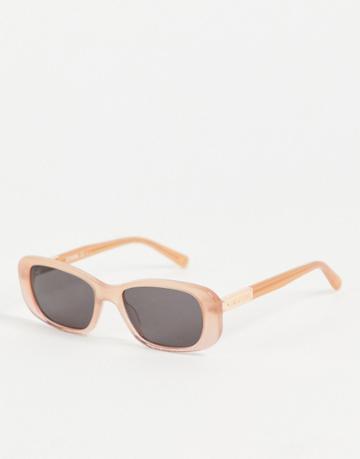 Moschino Mini Rectangle Lens Sunglasses In Peach-pink