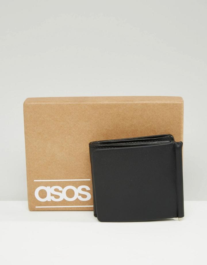 Asos Trifold Wallet With Money Clip - Black
