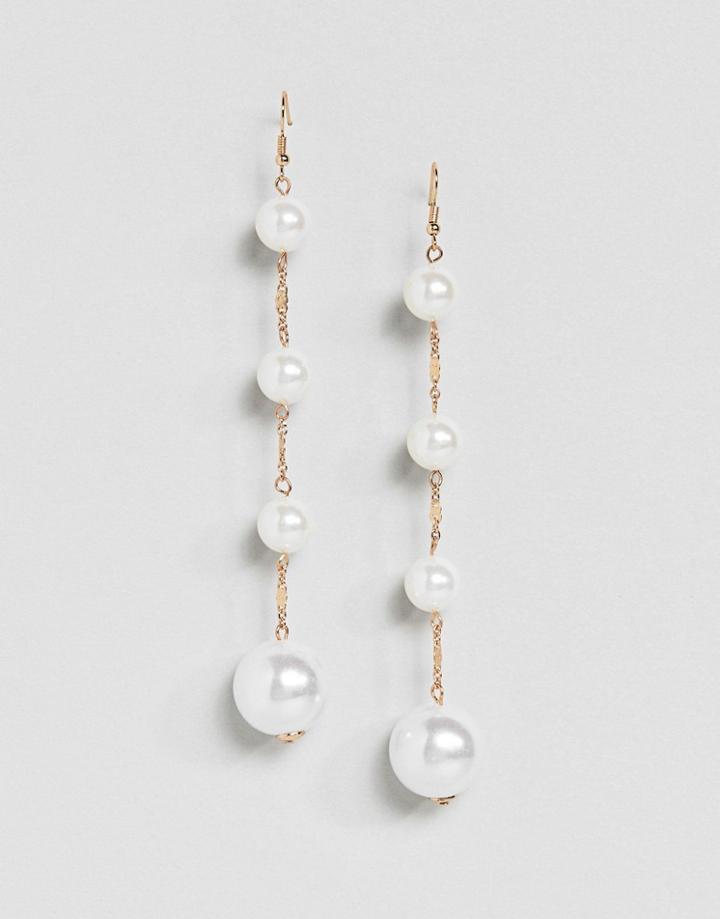Warehouse Pearl Orb Drop Earrings - Silver