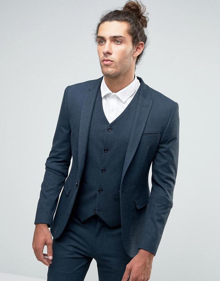 Asos Super Skinny Suit Jacket With Peak Lapel - Green