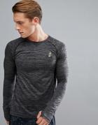 Yourturn Running Long Sleeve T-shirt In Spacedye - Black