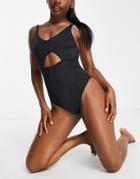 Topshop Recycled Cut-out Swimsuit In Black