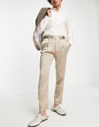 Asos Design Wedding Tapered Suit Pants In Bronze Satin-neutral