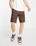Asos Design Relaxed Skater Chino Shorts In Brown