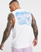 Friend Or Faux Spaceballs Printed Sleevless Tank In White-navy