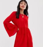 Asos Design Petite Fluted Sleeve Smock Mini Dress