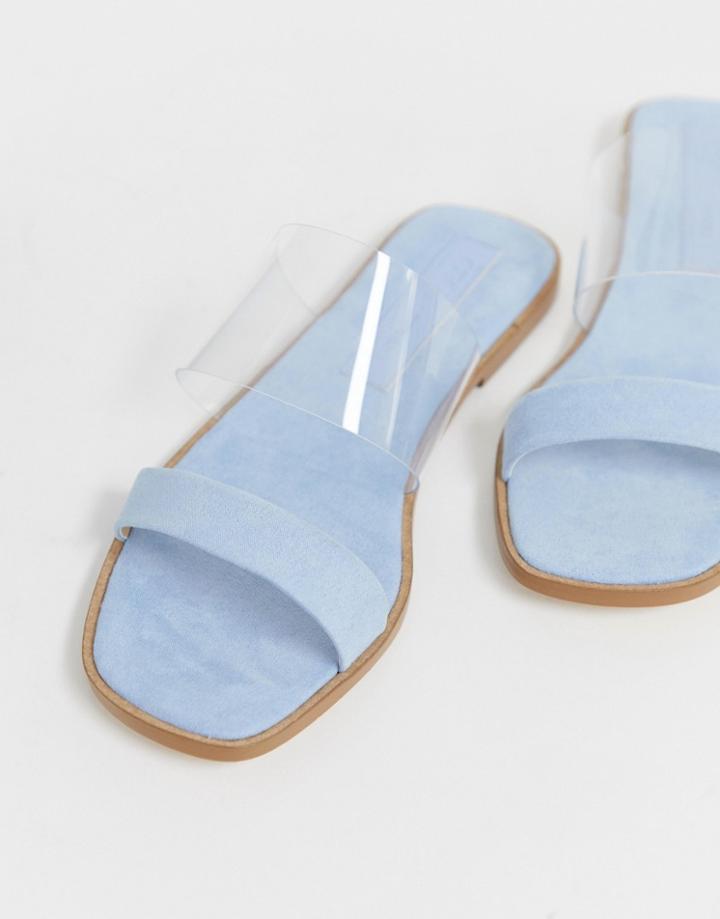 Asos Design Flirt Clear Slides - Blue