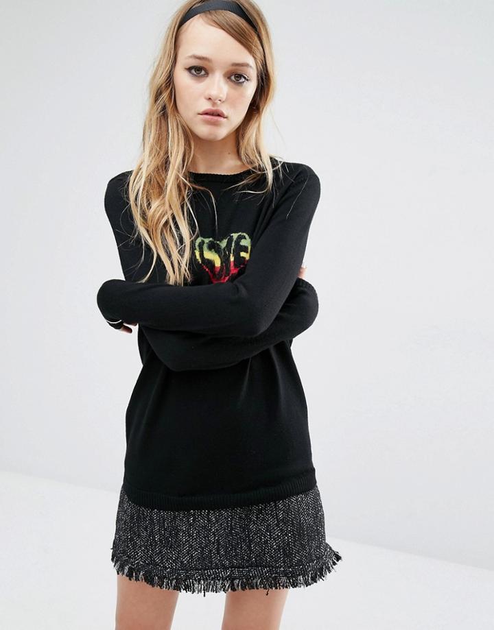 Fred Perry Bella Freud Love Sweater - Black