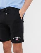 Asos Design Skinny Jersey Shorts In Black With Los Angeles Print