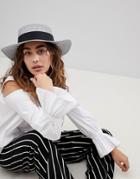 Asos Straw Boater Hat In Metallic Silver - Silver