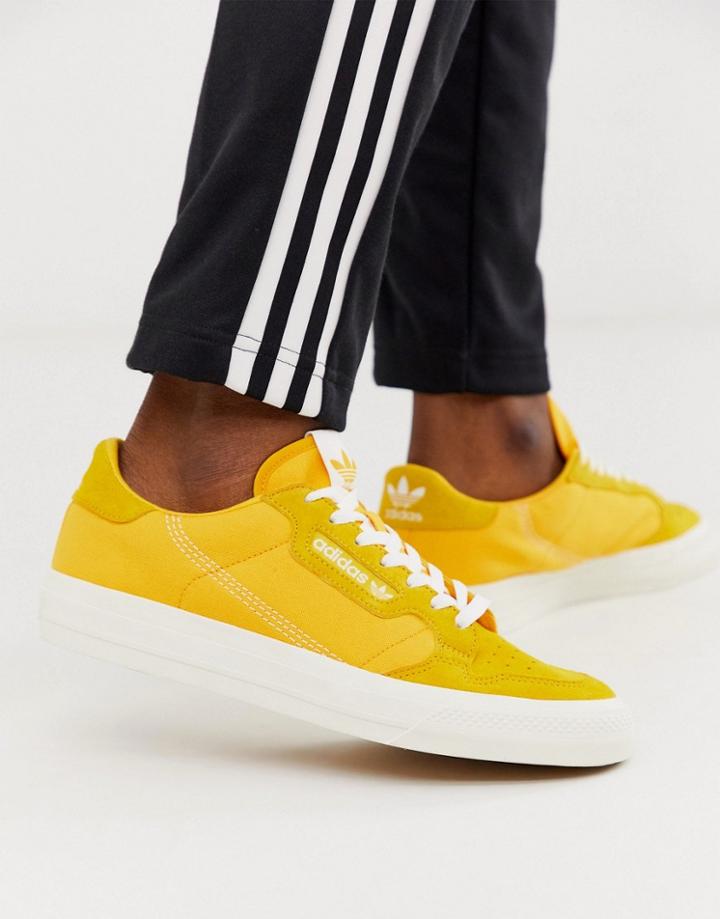 Adidas Originals Continental Vulc Sneakers In Gold With Suede Trim - Gold
