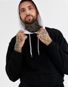 Asos Design Oversized Hoodie In Black With White Hood-green