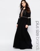 Alice & You Panel Embroidered Folk Maxi Dress - Black