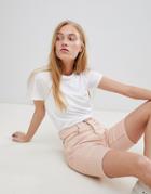 B.young Longline Denim Shorts - Pink