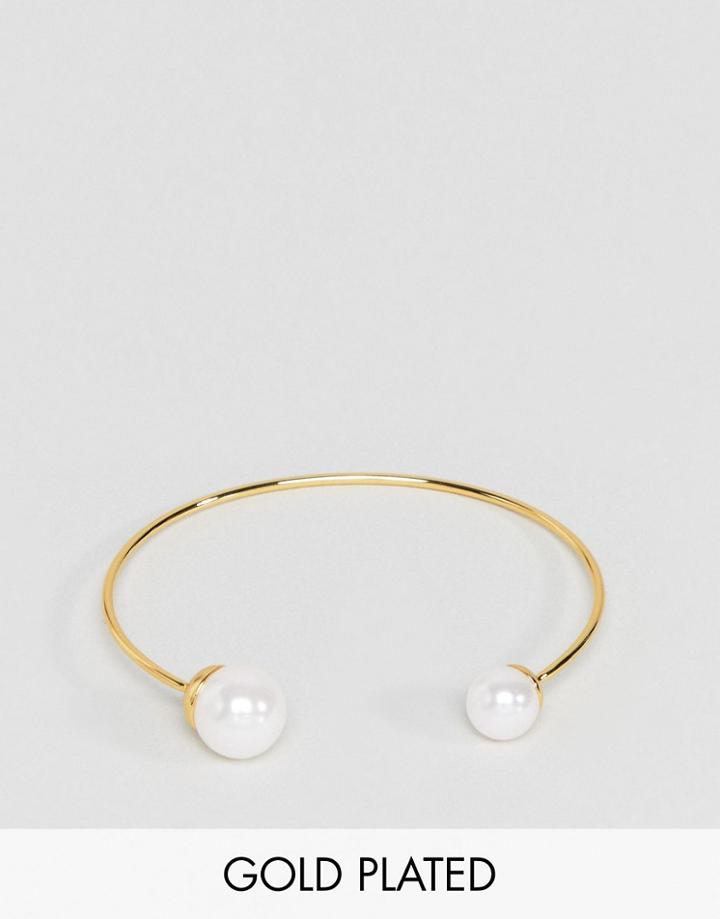 Ted Baker Double Pearl Ultra Fine Cuff Bracelet - Cream