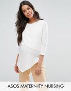 Asos Maternity Nursing Top With Asymmetric Double Layer - White