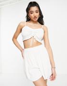 Miss Selfridge Cheesecloth Shorts In Ivory - Part Of A Set-white