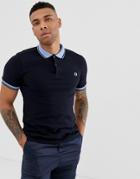 Fred Perry Contrast Rib Collar Polo In Navy - Navy