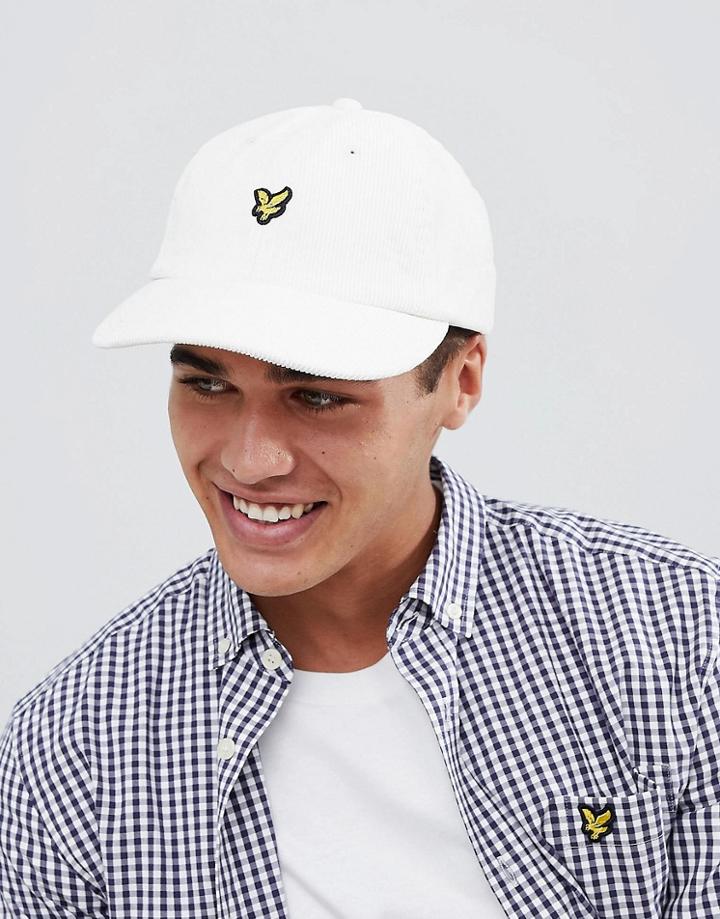 Lyle & Scott Logo Cord Baseball Cap In White - White