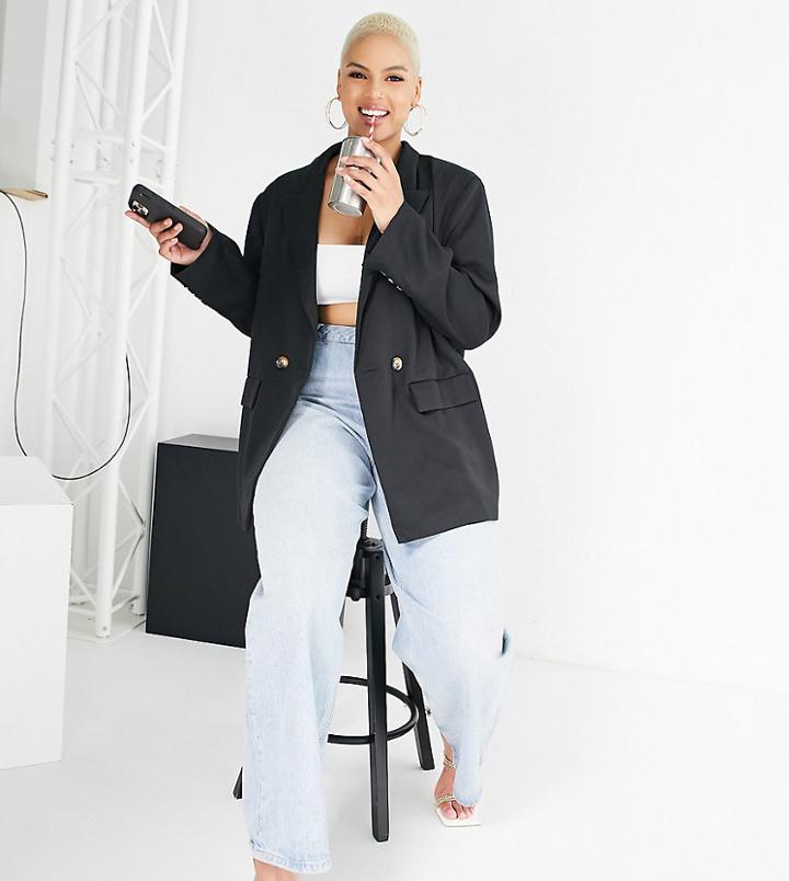 Naanaa Plus Dad Blazer In Black