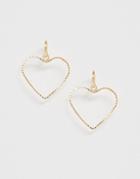 Asos Design Earrings With Open Heart Drop In Gold Tone