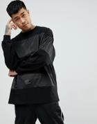 Asos Oversized Long Sleeve T-shirt With Mesh Cut And Sew - Black