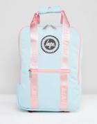 Hype Tote Backpack In Blue With Pink Straps - Blue