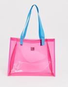 Asos Design Beach Plastic Shopper Bag - Pink