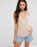 Asos V Front And Back Cami Top - Pink