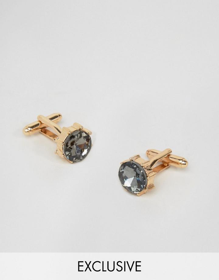 Designb Gold Crystal Effect Cufflinks - Gold