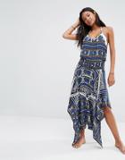 Anmol Printed Maxi Dress With Racerback Strap Detail - Blue