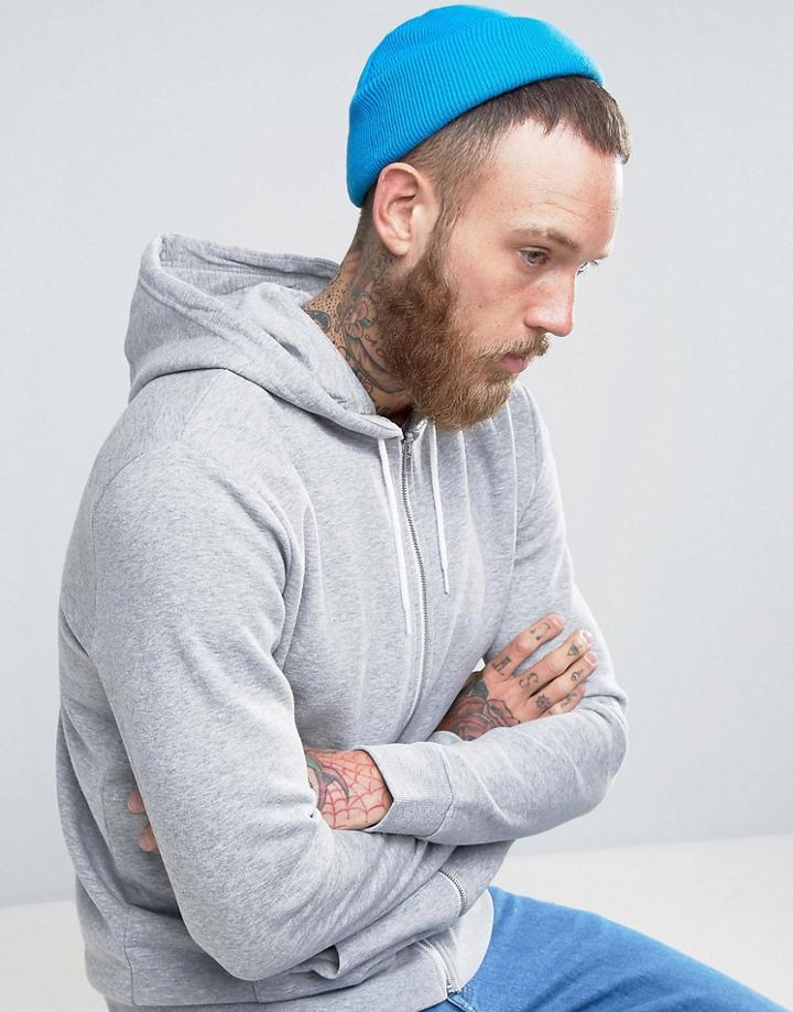 Asos Mini Fisherman Beanie In Aqua Blue - Blue