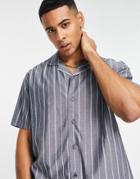 Abercrombie & Fitch Revere Collar Shirt In Blue Stripe