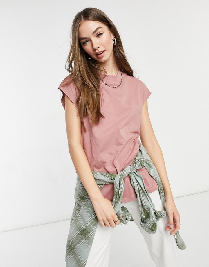 Asos Design Boxy Sleeveless T-shirt In Tobacco-grey