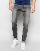 Dr Denim Jeans Leroy Dropped Crotch Super Skinny Gray Wash - Washed Gray