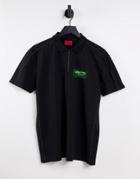 Hugo Dalbert Half Zip Polo In Black