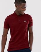 Hollister Icon Logo Heritage Slim Fit Polo In Burgundy Marl - Red