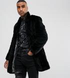 Noose & Monkey Faux Fur Coat - Black
