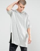 Asos Extreme Longline Sweater With Cashmere - Gray