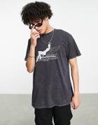 Night Addict Angel Print T-shirt In Black