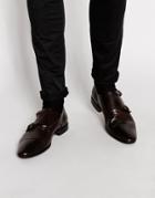 Asos Double Monk Shoes In Leather - Brown