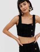 & Other Stories Two-piece Cropped Top With Button Detail In Black