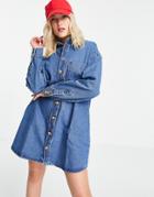 Urban Bliss Oversized Shirt Dress In Blue-blues