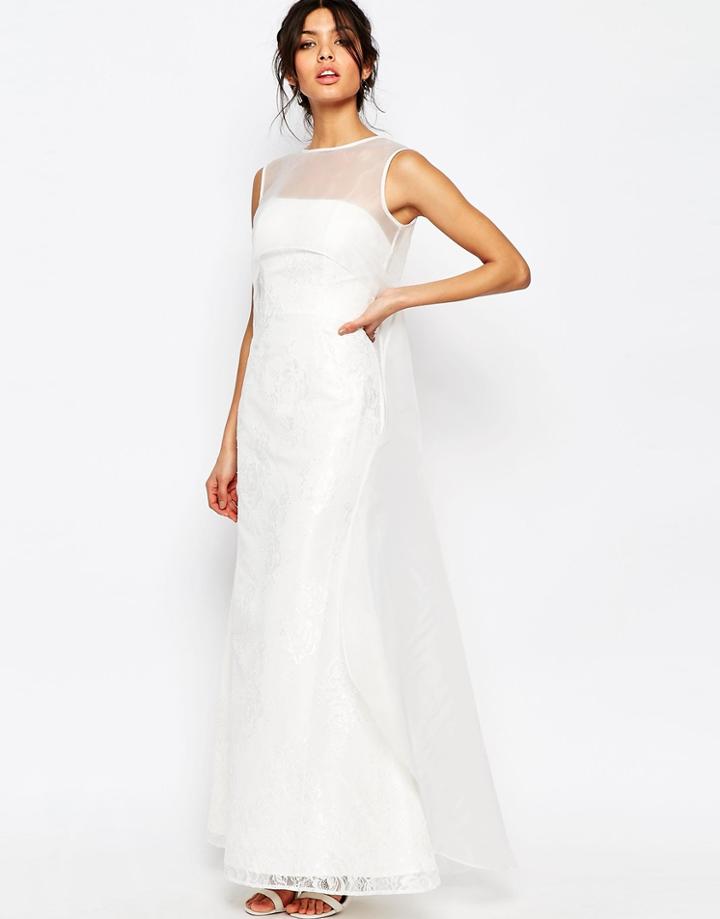 Jarlo Jude Mesh Overlay Maxi Dress - Ivory