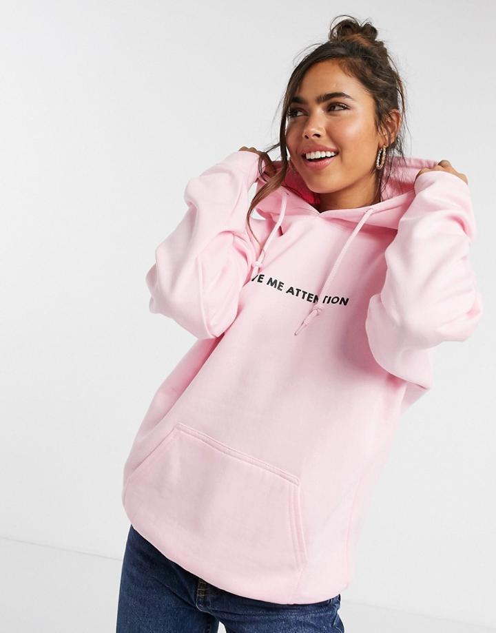 Skinny Dip Slogan Hoodie In Pink