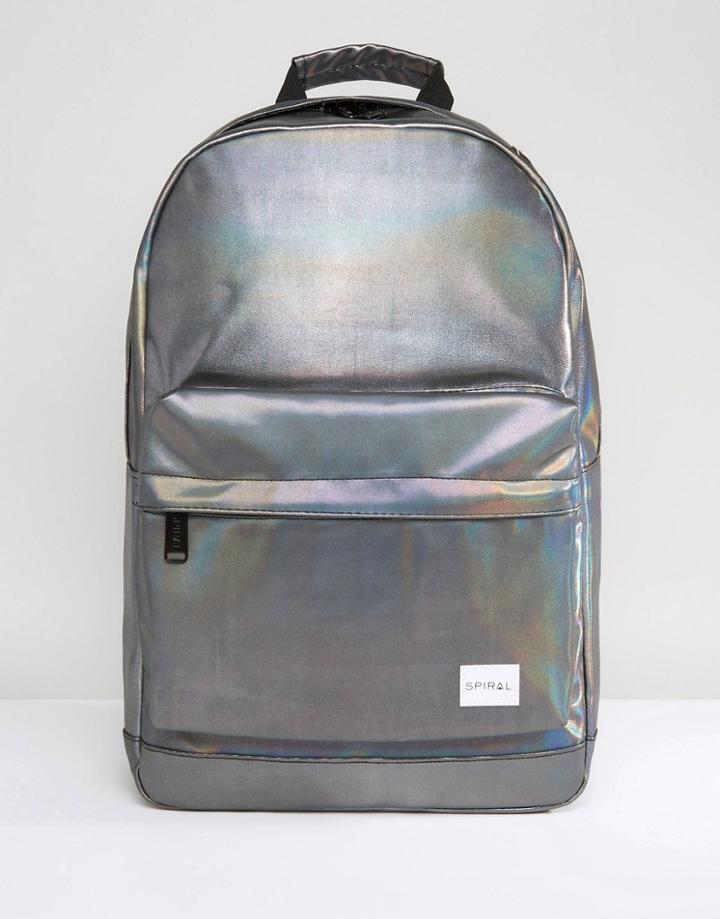 Spiral Backpack In Black With Oil Shimmer - Black